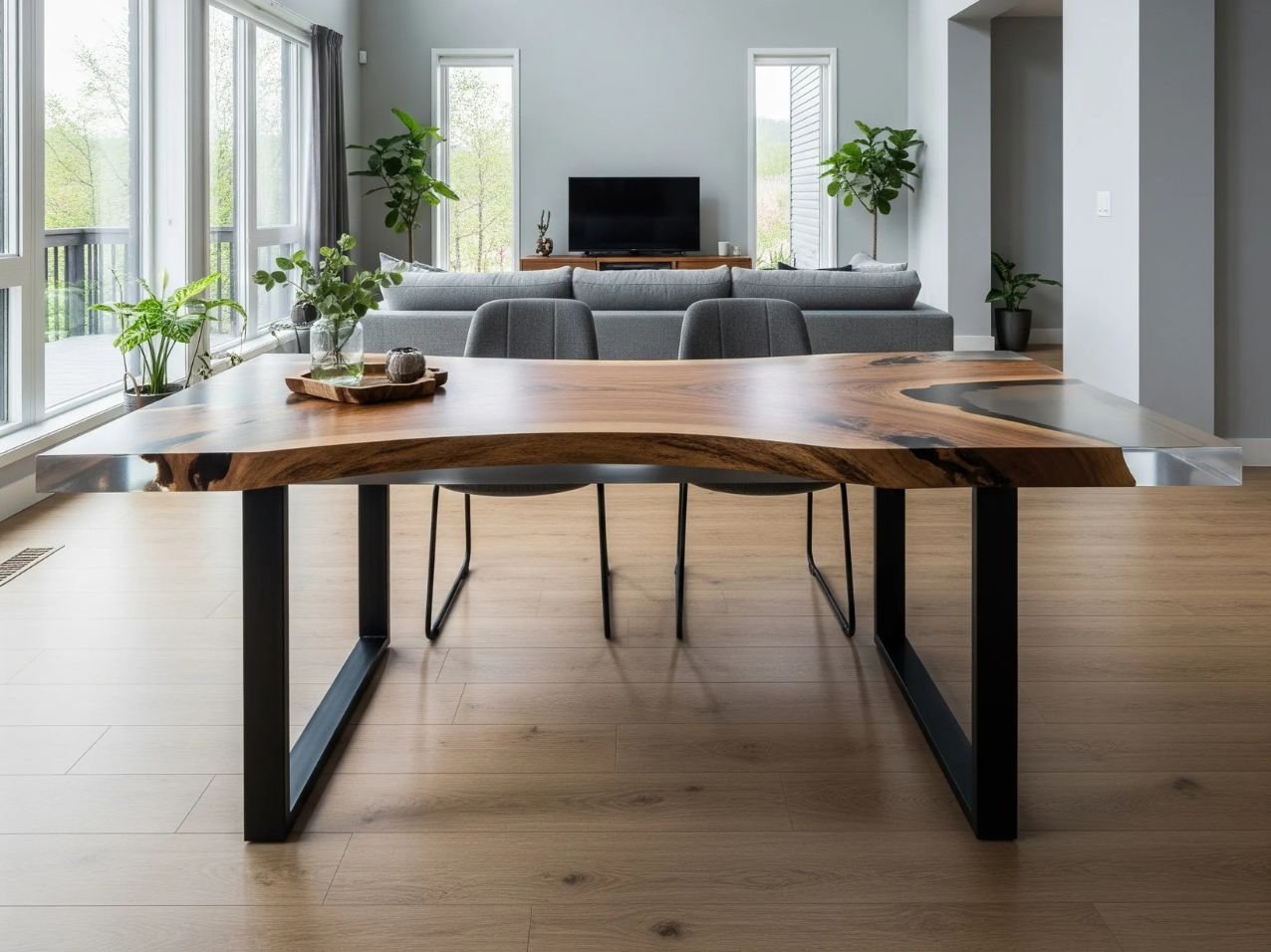 Solid Wood Dining Table — Natural Plank (Single Slab)
