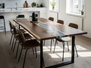 Epoxy river table transparent 01