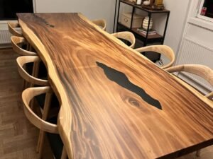 Solid Wood Dining Table — Natural Plank (Single Slab)
