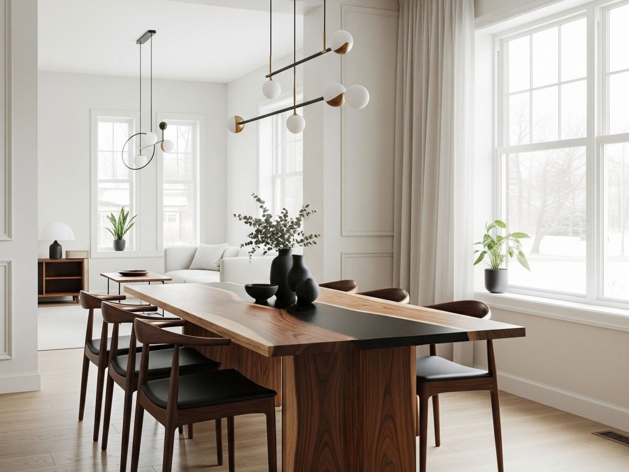 Epoxy table with wooden legs